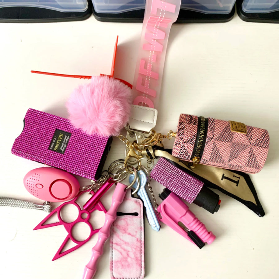 Pink Buket Bag With Keychains-C12pcs