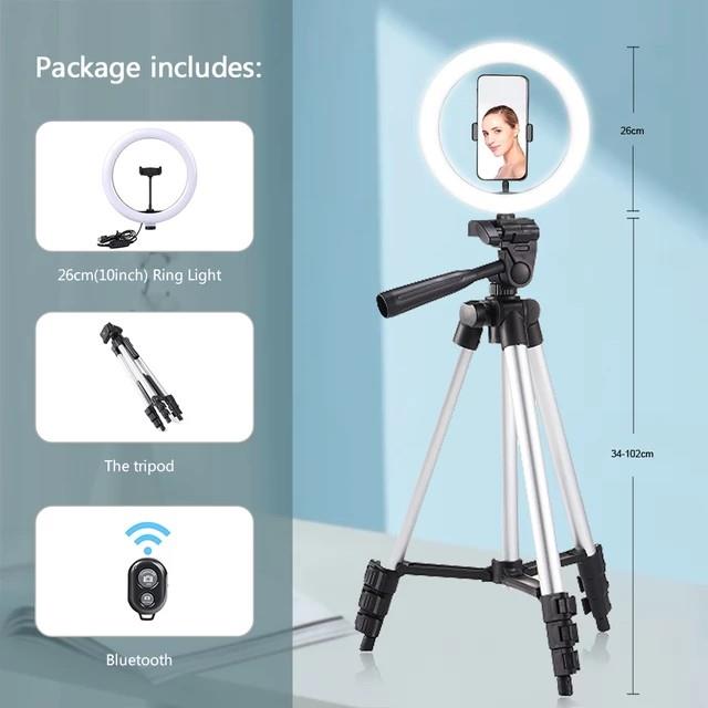 Led Selfie Phone Lamp With Tripod Stand Holder Youtube Video