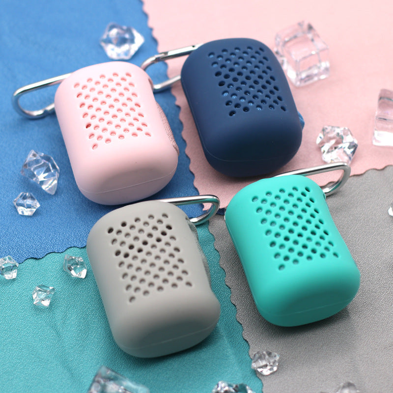 Portable Outdoor Mini Sports Face Hand Towel Quick Dry Towel Silicone Case