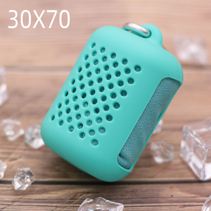 Portable Outdoor Mini Sports Face Hand Towel Quick Dry Towel Silicone Case