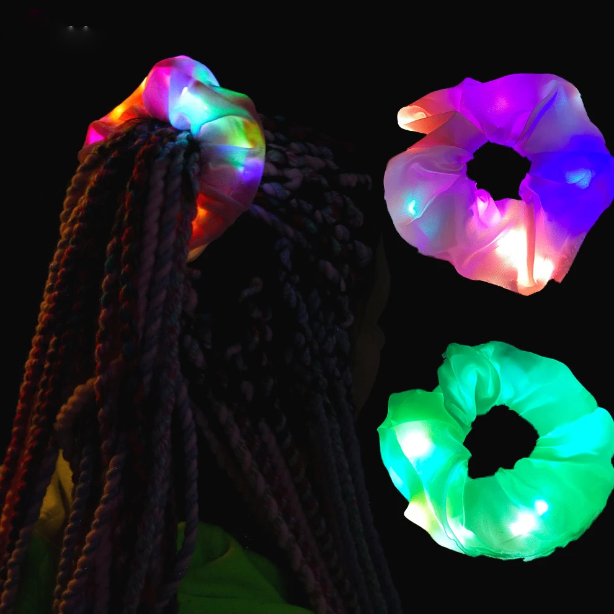 LED Luminous Scrunchies Hairband Women Elastic Hair Bands Girls Hair Ties Ponytail Holder Headwear Accessories