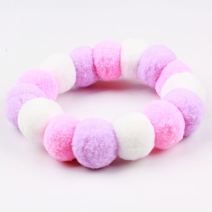 Pet Rainbow Candy Color Net Red Collar Collar Fur Ball Necklace Jewelry