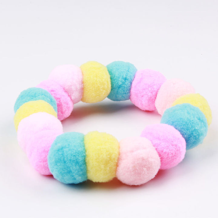 Pet Rainbow Candy Color Net Red Collar Collar Fur Ball Necklace Jewelry