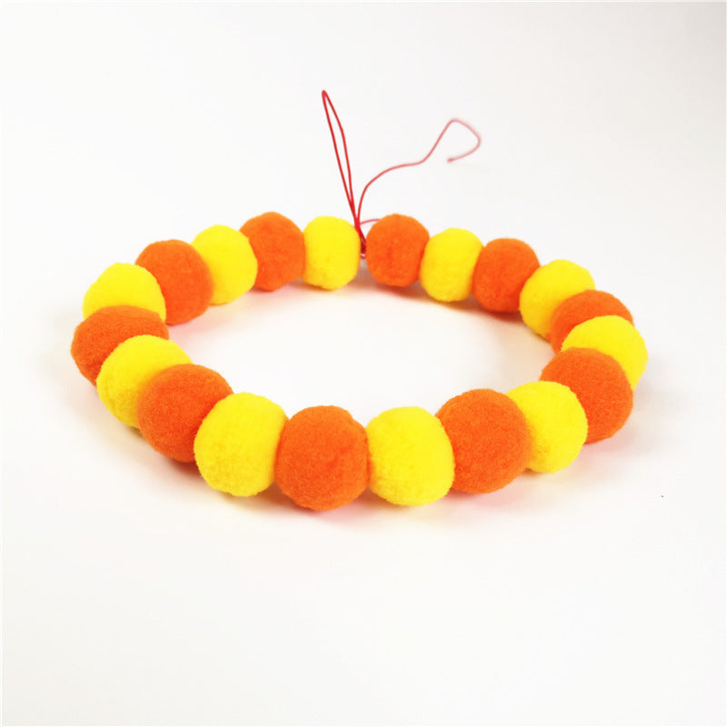 Pet Rainbow Candy Color Net Red Collar Collar Fur Ball Necklace Jewelry