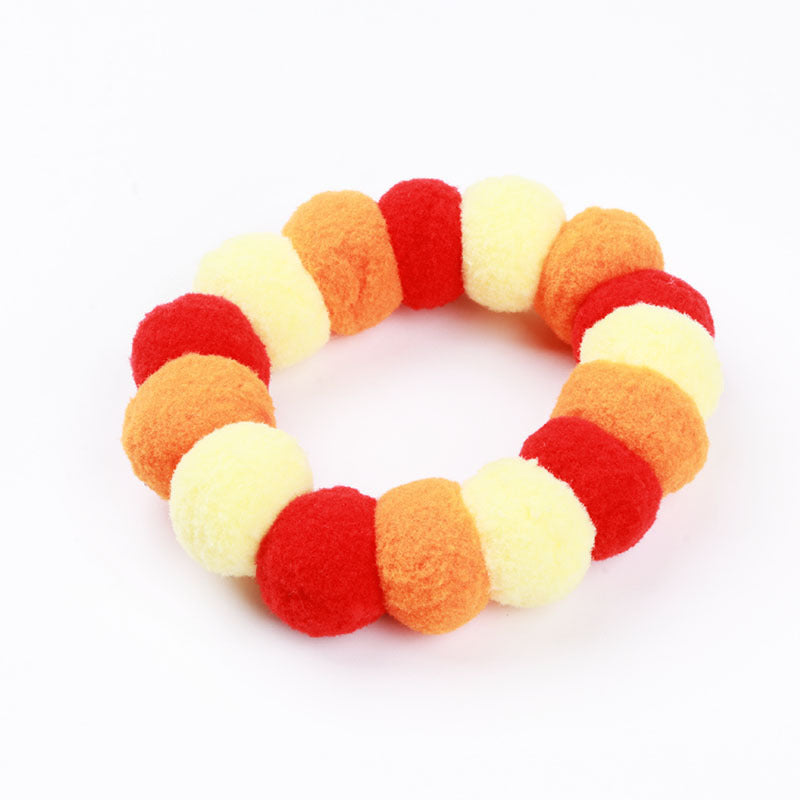 Pet Rainbow Candy Color Net Red Collar Collar Fur Ball Necklace Jewelry