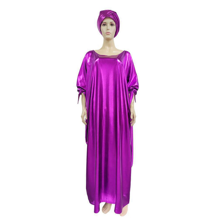 African Dress Ladies Robe Dress Headscarf Female Dresses