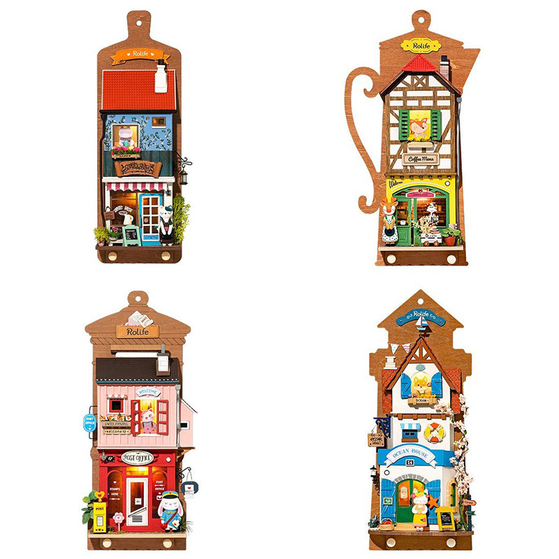 Robotime Rolife Wall Hanging Decoration Love Post Office Stylish Home Deco Kids Girls Miniature House Kits DS019 DS022