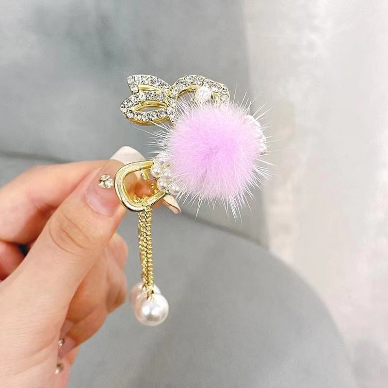 Western-style Princess New Cute High Horsetail Clip Fixed Plush Clip