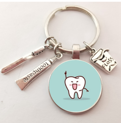 Creative Cute Keychain Tooth Glass Personality Pendant