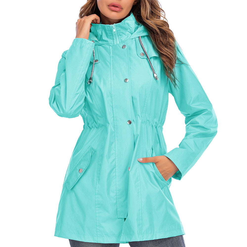 Waterproof zipper raincoat jacket