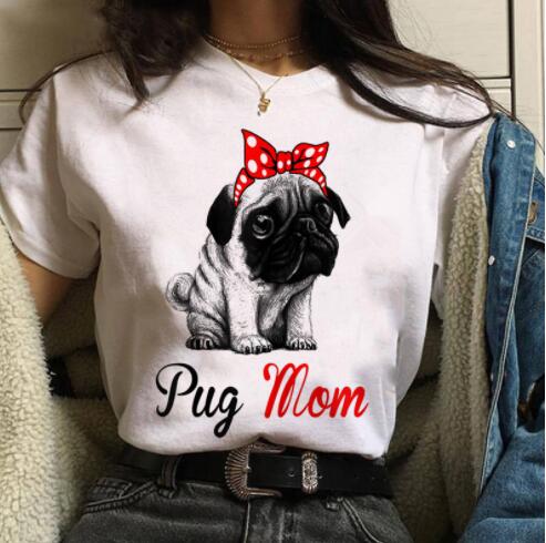 Pet Dog Cartoon Print Round Neck Short Sleeve