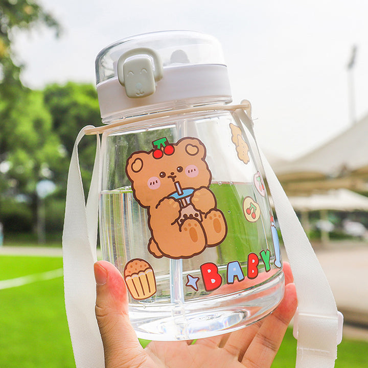 Summer Heat-resistant Cartoon Double-drinking Plastic Cup
