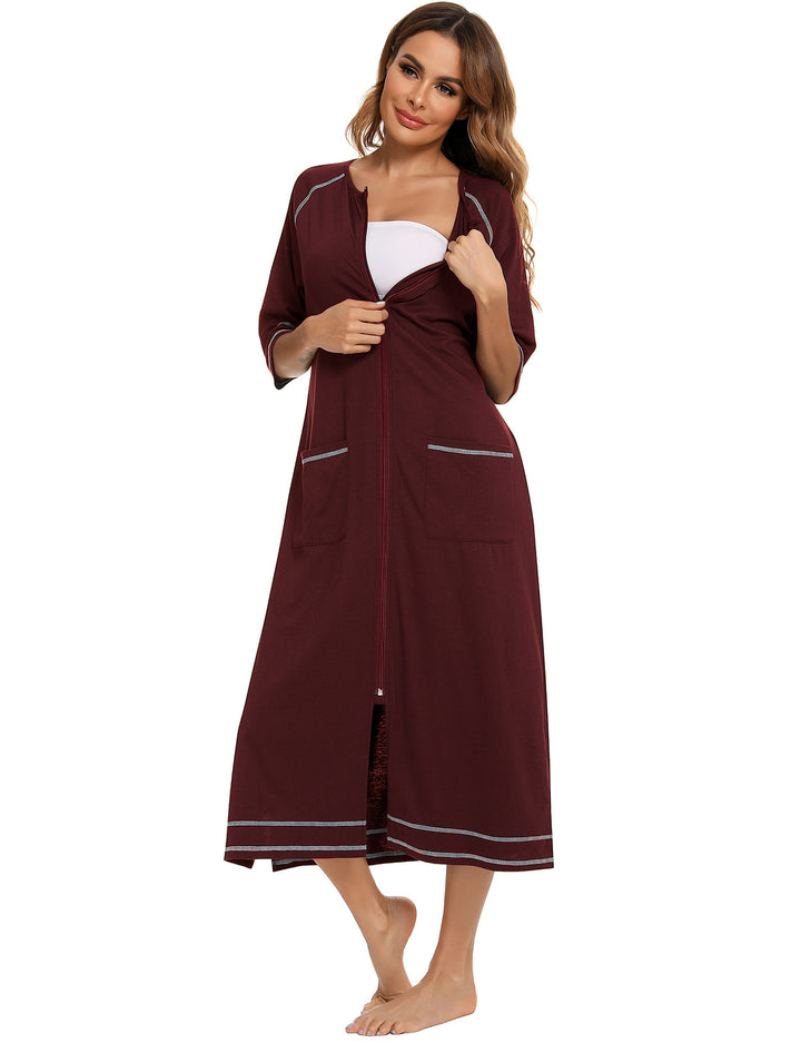 Home Wear Comfort And Casual Pregnant Women Breastfeeding Skirt Loose Pajamas 34 Sleeve Plus Size Robe