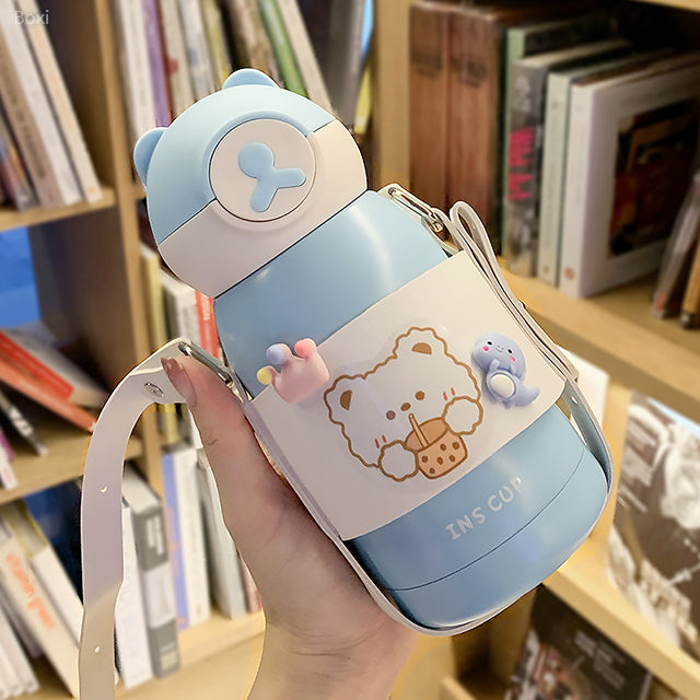 Large Capacity Cute  Cup With Straw