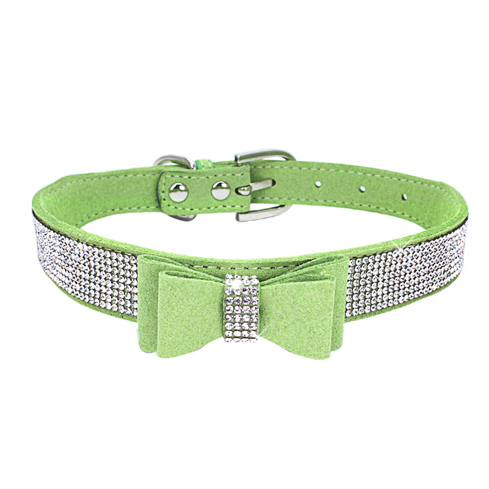 Rhinestone Bowknot Pet Collar Dog Collar Leash