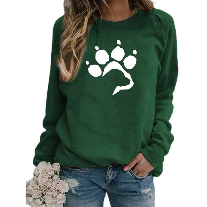 Love Dog Foot Print Crew Neck Sweater