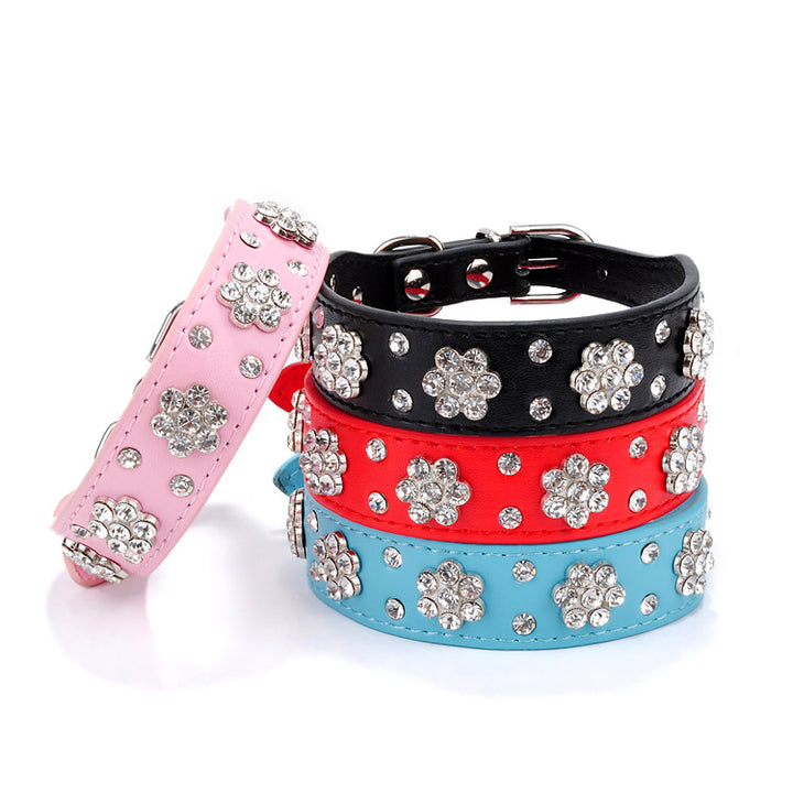 Pet Collar Rhinestone Plum Dog Collar