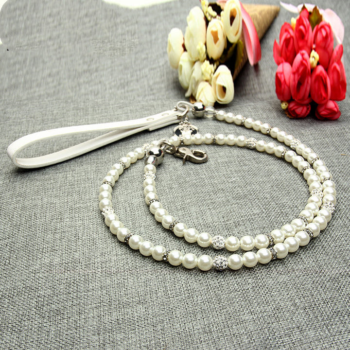 Pet leash dog leash pearl collar