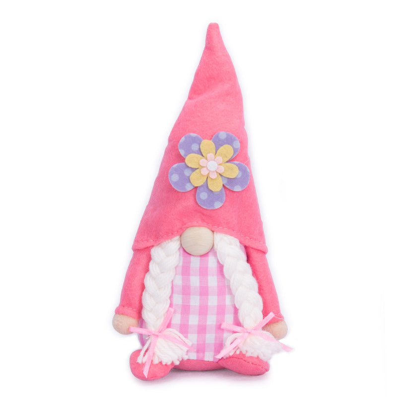 Easter Decoration Pink And Blue Plaid Doll