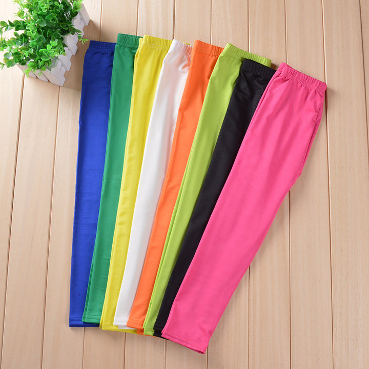 Spring And Autumn Milk Silk Girls' Tight Elastic Bottoming Cropped Pants