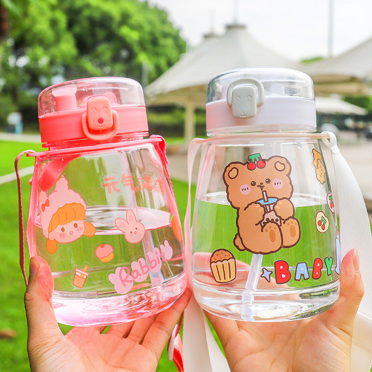 Summer Heat-resistant Cartoon Double-drinking Plastic Cup
