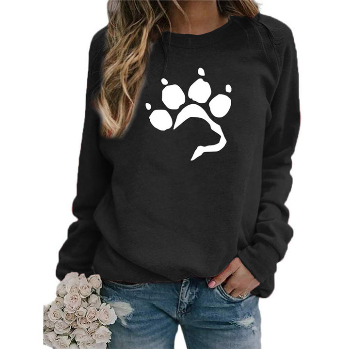 Love Dog Foot Print Crew Neck Sweater