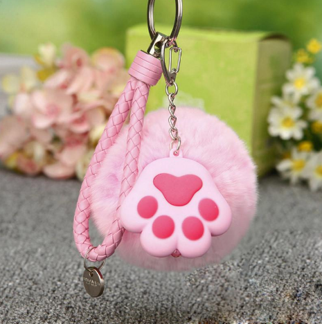 Cute Cat Paw Plush Keychain