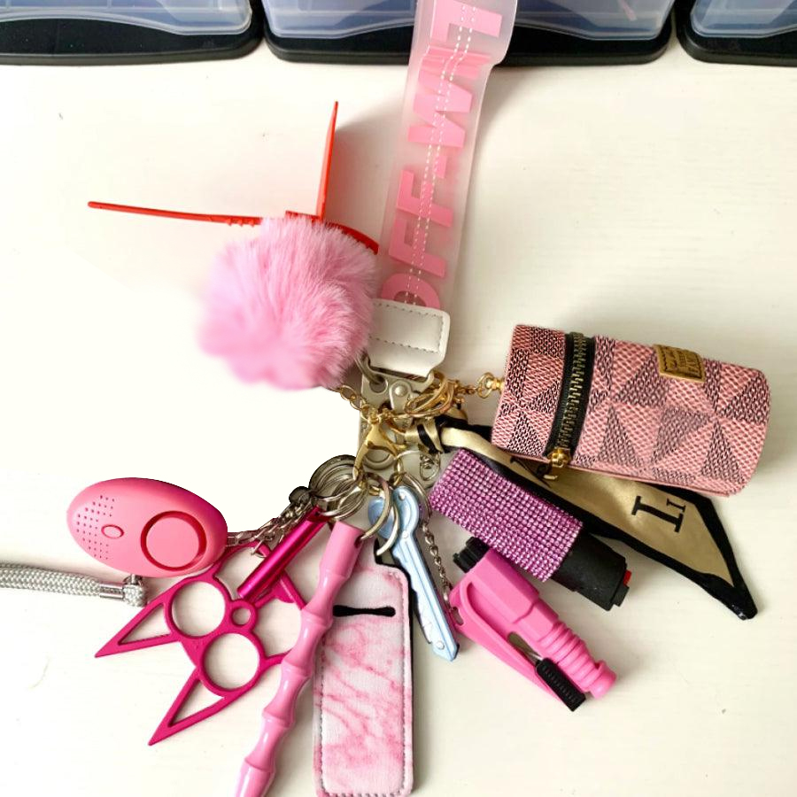 Pink Buket Bag With Keychains-C12pcs