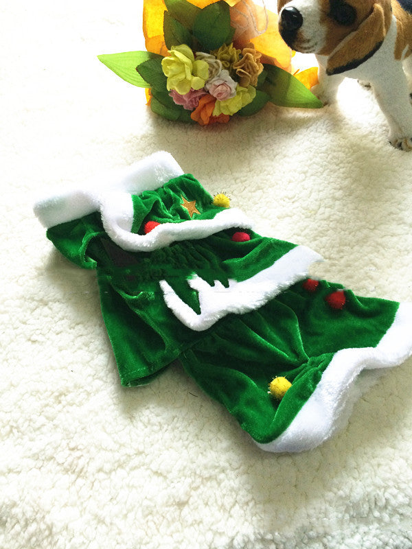 Green Christmas Tree Shaped Dog Clothes