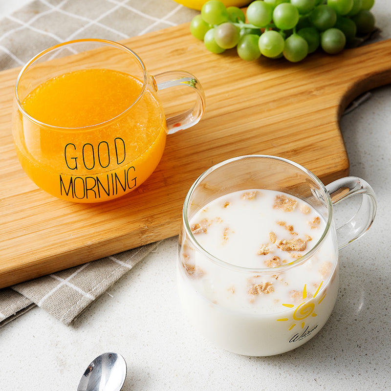 Pyrex Glass With Put Milk Cup Breakfast Cup