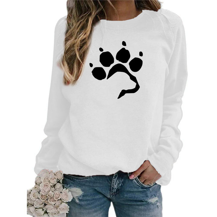 Love Dog Foot Print Crew Neck Sweater