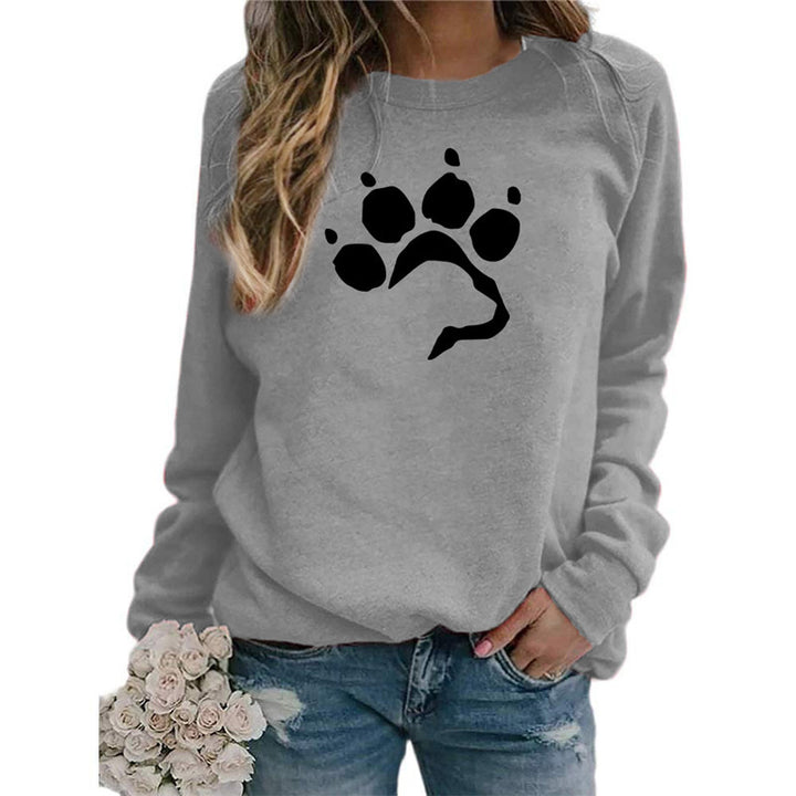 Love Dog Foot Print Crew Neck Sweater