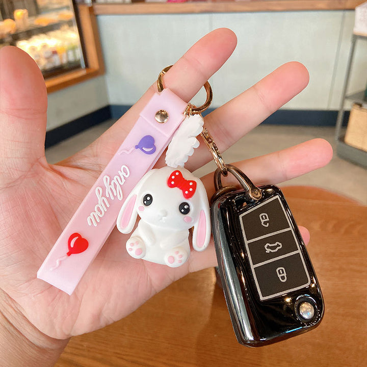 Cute Couple Doll Soft Rubber Keychain