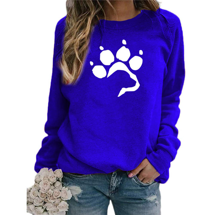 Love Dog Foot Print Crew Neck Sweater