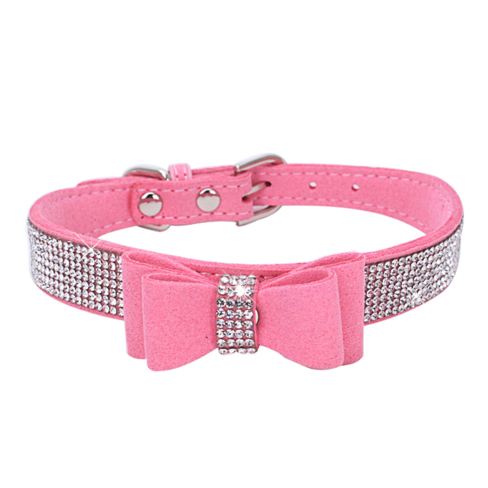 Rhinestone Bowknot Pet Collar Dog Collar Leash