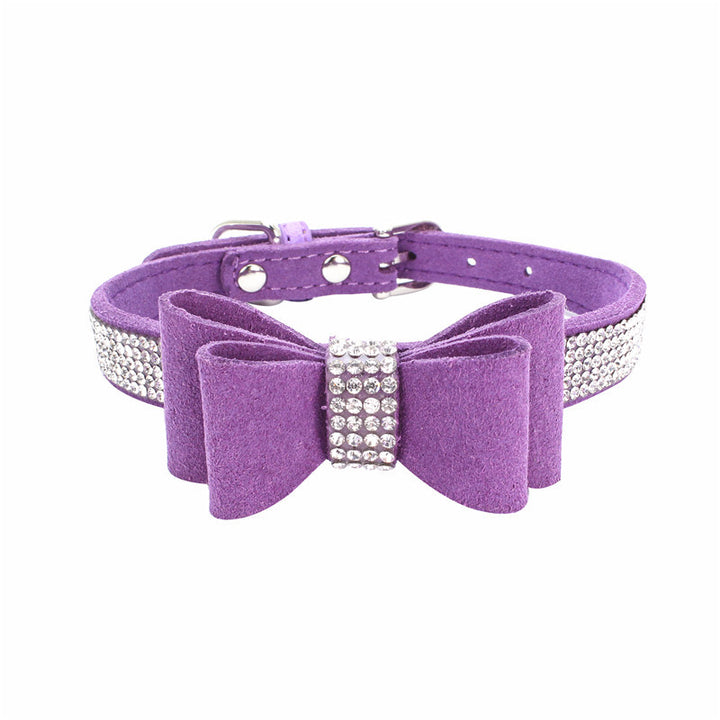 Rhinestone Bowknot Pet Collar Dog Collar Leash