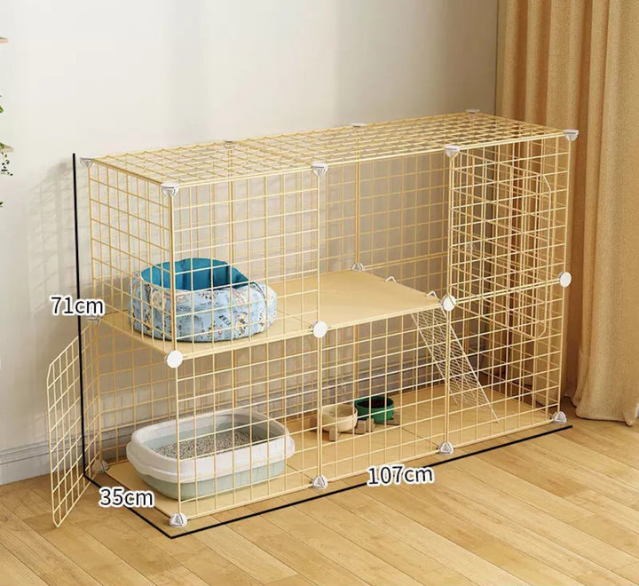 Cat Cage Villa Yellow Log Color Pet Free Assembly